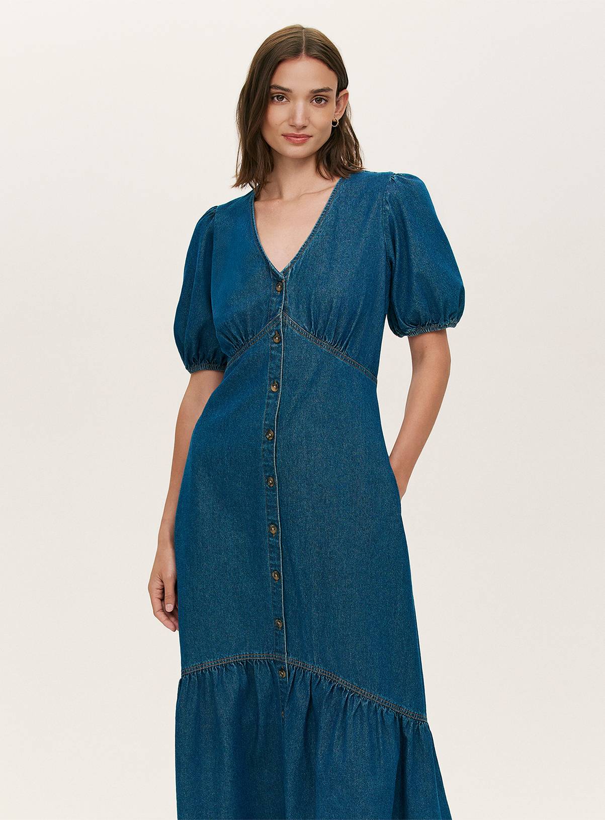 FINERY Goldie Denim Dress Midaxi Blue 8 - Image 2